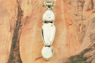 White Buffalo Turquoise set in Sterling Silver Pendant. This Beautiful Stone is formed from the minerals Calcite and Iron. It is mined near Tonopah Nevada. Free 18